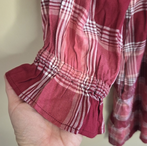 NWT Matilda Jane | Red Pink Plaid Long Sleeve Dress Buttons to Waist Size Small - Picture 6 of 9